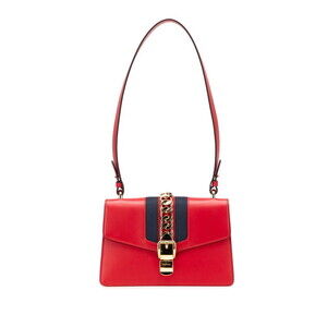 Gucci Sylvie leather shoulder bag red signature navy red web